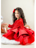 Red Sequins Satin Christmas Party Flower Girl Dress